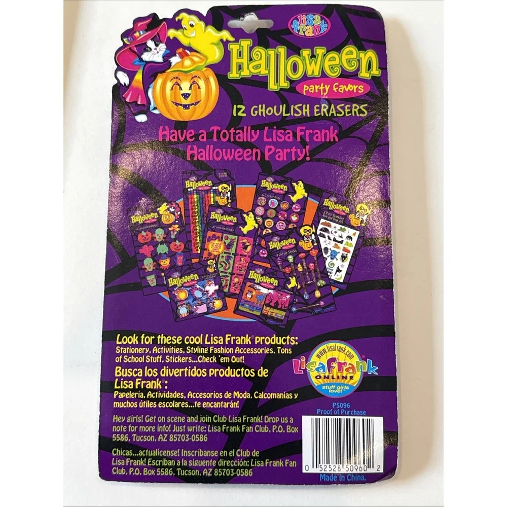 Vintage Lisa Frank Halloween 12 Ghoulish Erasers Party Favors Stationary Fashion